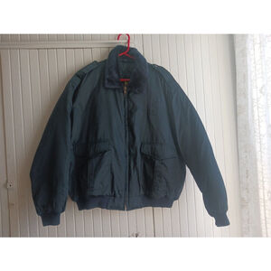 Lion Bomber Jacket Navy Blue Vintage Faux Fur Sateen XL